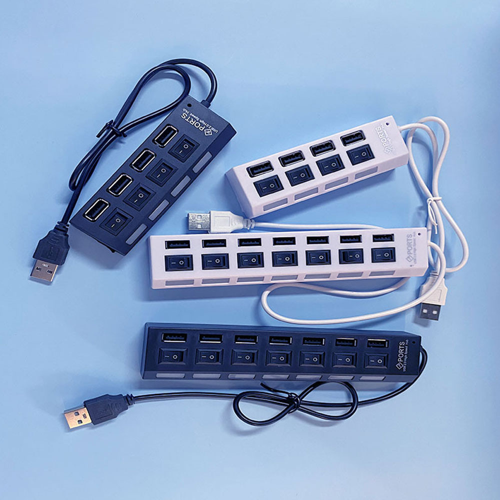USB Hub Splitter With Individual Switch USB 4/7 Port Splitter Individual Switch USB Adapter Hub Multi-Port Socket Powered ON/OFF