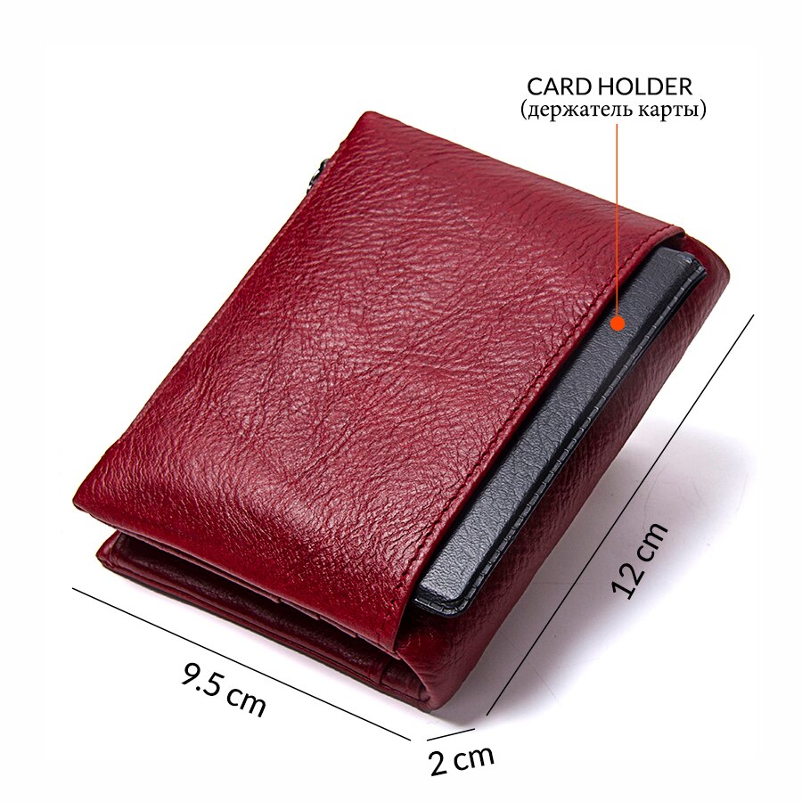 Vintage Purse Genuine Leather Women Short Style Wallet Hasp Wallet Zipper Purses Card Holder