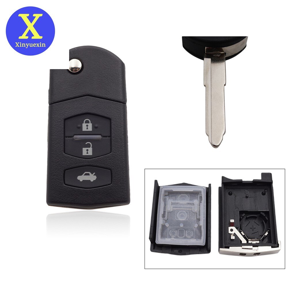 Xinyuexin Afstandsbediening Sleutelhanger Case Folding Flip Shell Voor Mazda 3 5 6 M6 Rx8 Mx5 2 3 Knoppen Auto sleutel Shell Plastic Shell