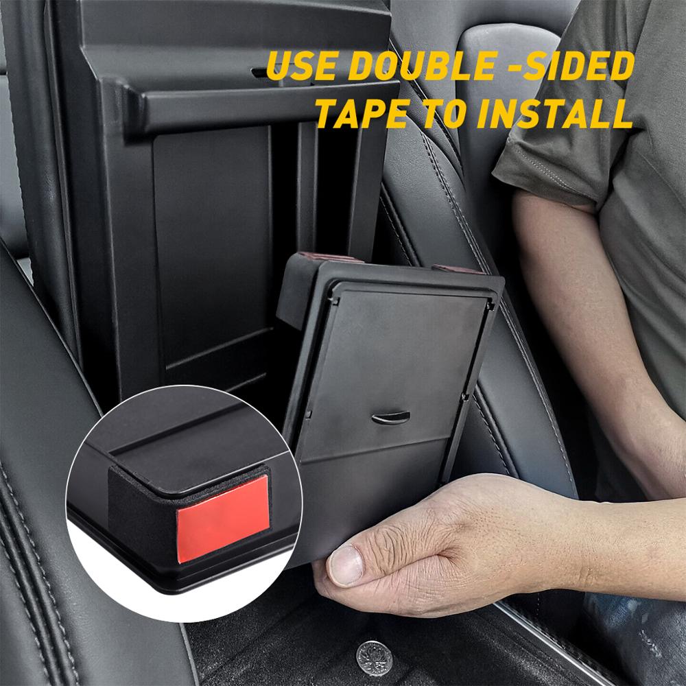 Opberger voor tesla model 3 auto armsteun box opberg organizer containers transparante verborgen houder box vervanging: Zwart