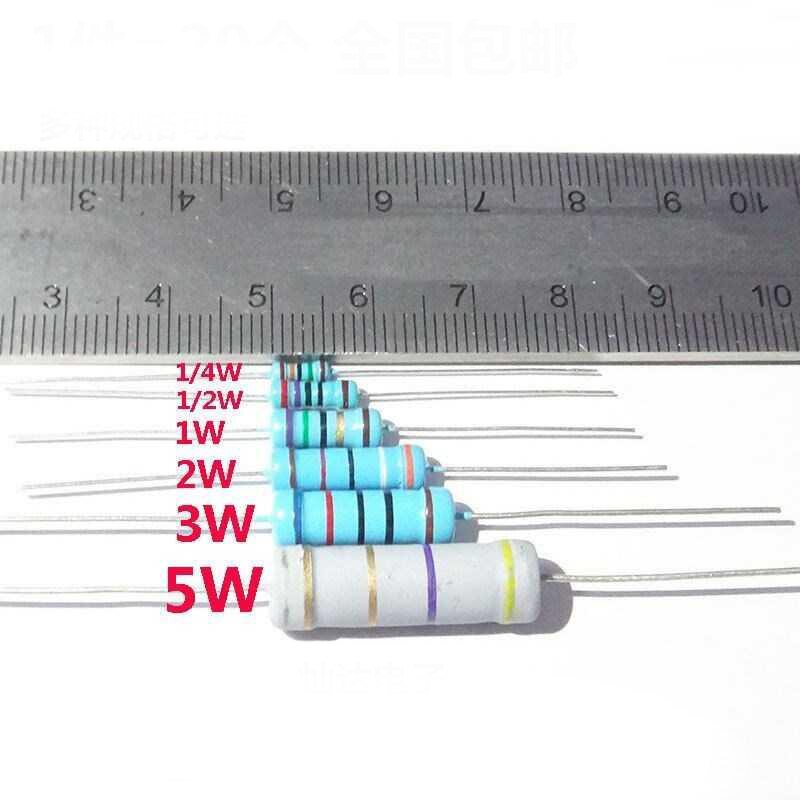 1/2W 1W 2W 3W Metal Film Resistor Assorted Set 30 Value (0.1 ohm-750 ohm) , 1% colored ring resistance kit 27R 270R 7.5R 75R