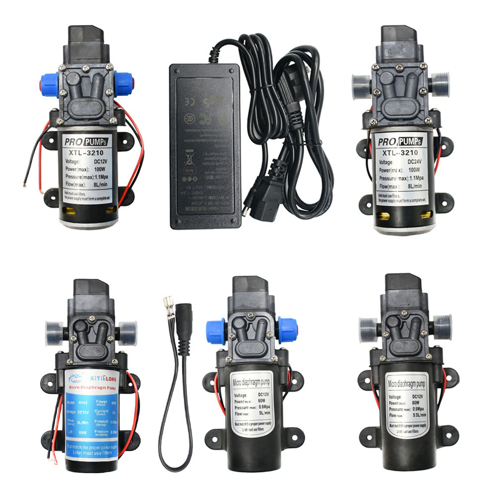 Pompe à eau à membrane haute pression, 60W 80W 100W, DC 12V 24V, pompe auto-amorçante, interrupteur automatique, outils de système d'irrigation