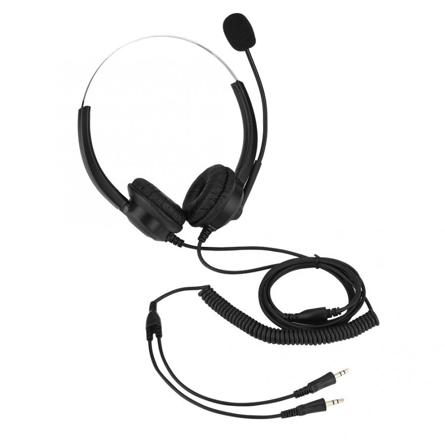 Call Center Headset Voor Xiaomi Klantenservice Noise Cancelling 360 Graden Roterende Oorbeschermers Rekbare Hoofdband Hoofdtelefoon: 3.5mm double