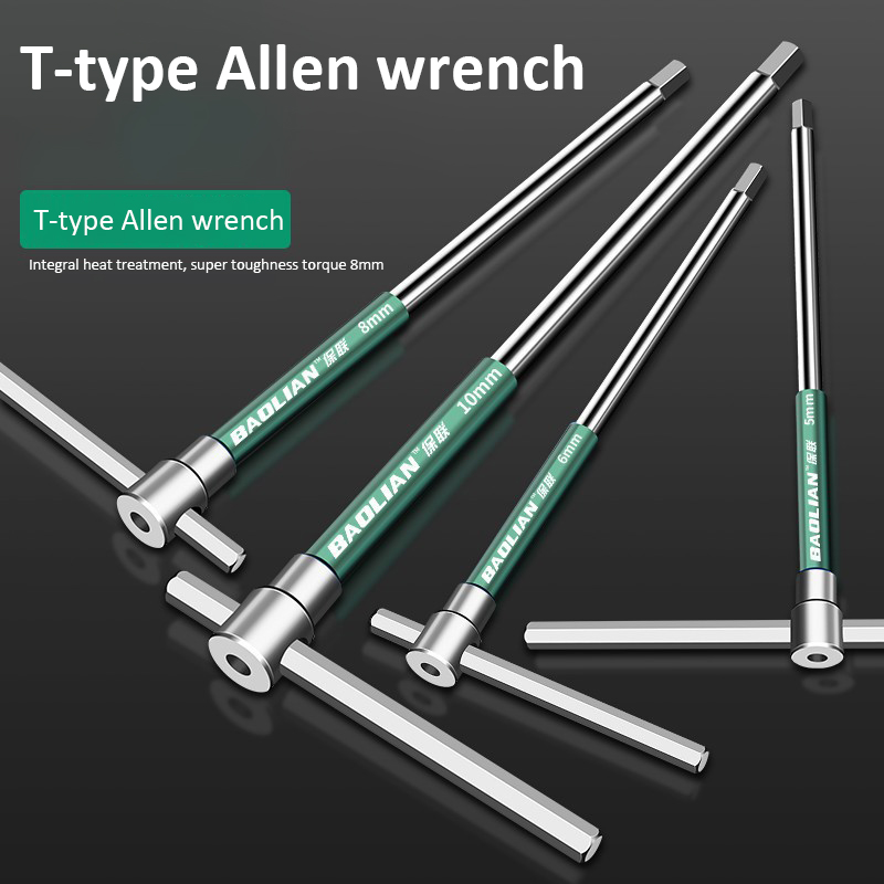 T-Bar Socket Wrench 2-10mm Adjustable T Handle Speed Wrench Set Nut Spinner Hex Socket T Shape Handle Wrench 2-Way Drive