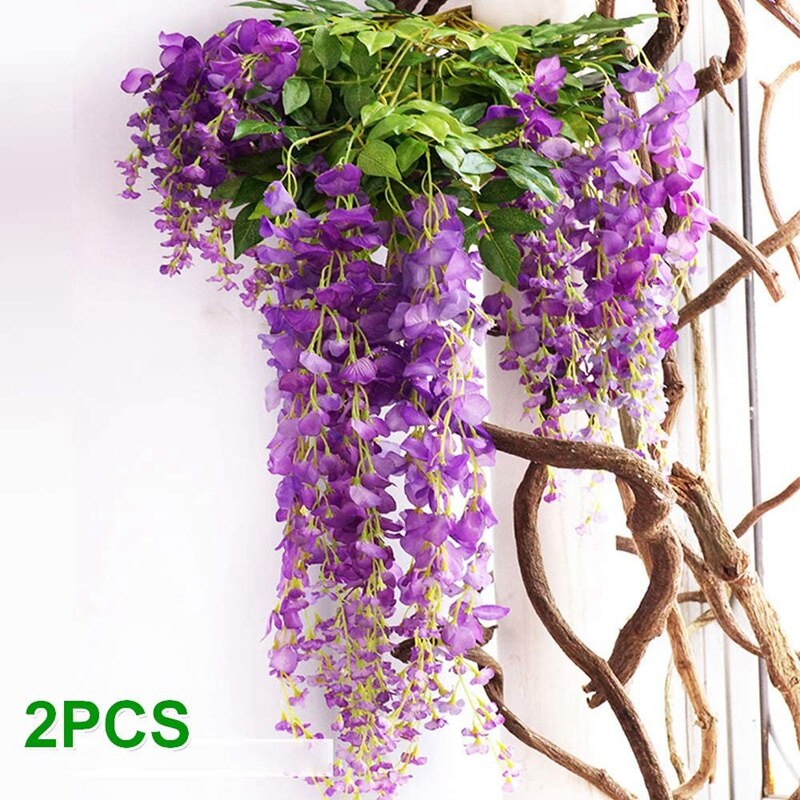 4Pcs 7Ft/Pcs Artificial Wisteria Vine, Flower Garland Wisteria Vine Rattan Hanging Flowers For Outdoor Ceremony,Pink