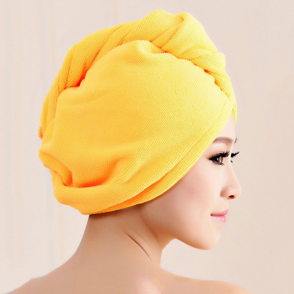 Diffuser Microfiber Bad Haar Droog Hoed Badmuts Zachte Sterk Water Absorberende Snel Droog Hoofd Handdoek Cap Hoed Voor baden: YELLOW