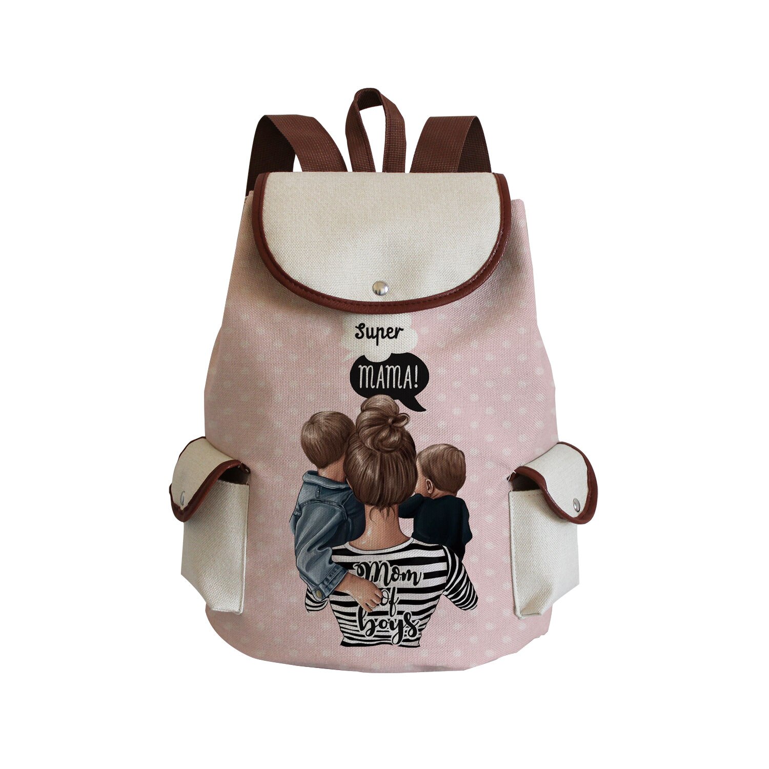 Large Capacity Drawstring Backpack Women Preppy Style Cartoon Super Mom Life Momlife Mama Mama Portable Linen Backpack Book Bag: sj3015 Mom Bag