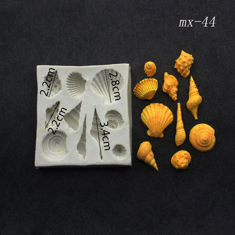 3D Shell Starfish Fondant Cake Mold Silicone Mold Set Mermaid Tail Sea Animal Cake Decorating Tools DIY Craft Fondant Molds: Niebieski