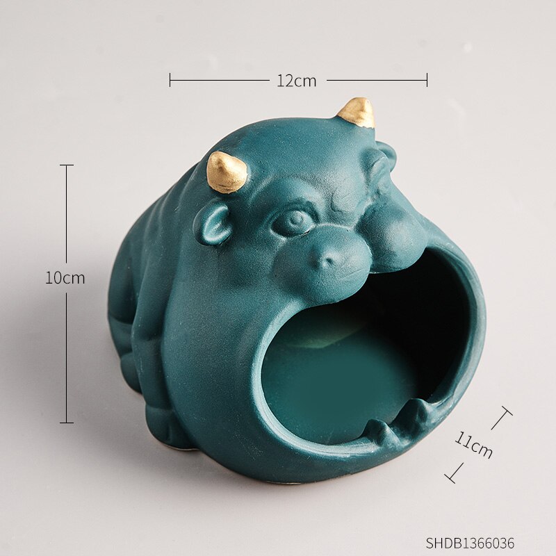 Keramische asbak diermodel knutselen moderne woonaccessoires draagbare asbak voor vriendje grappige asbak: Koe-b