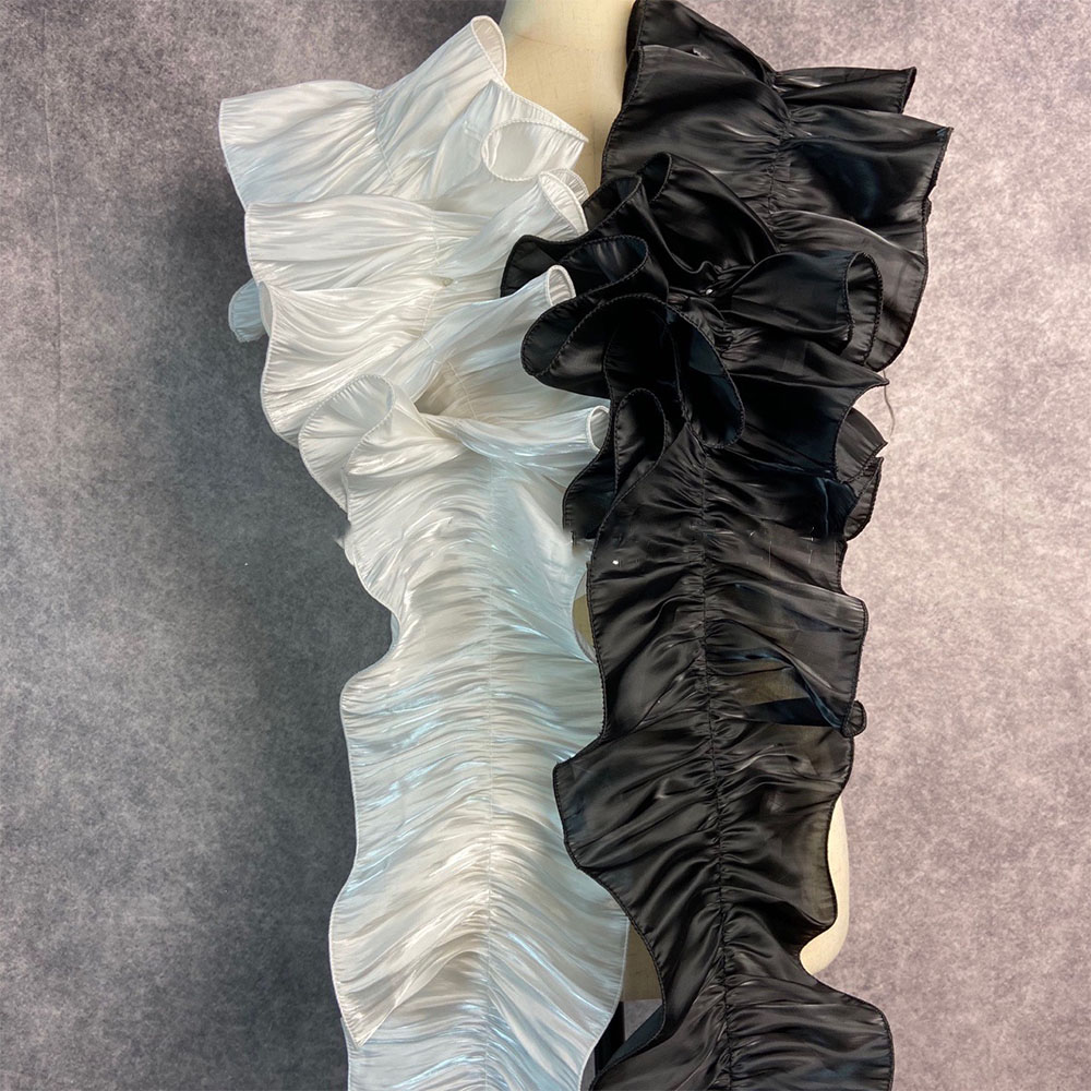 1Yard Ruche Glanzend Satijn Plooi Kant Versieringen Stof Voor DIY Naaien Meisje Jurk Boeket Lint Gordijn Rand Zoom Home Party bekleding