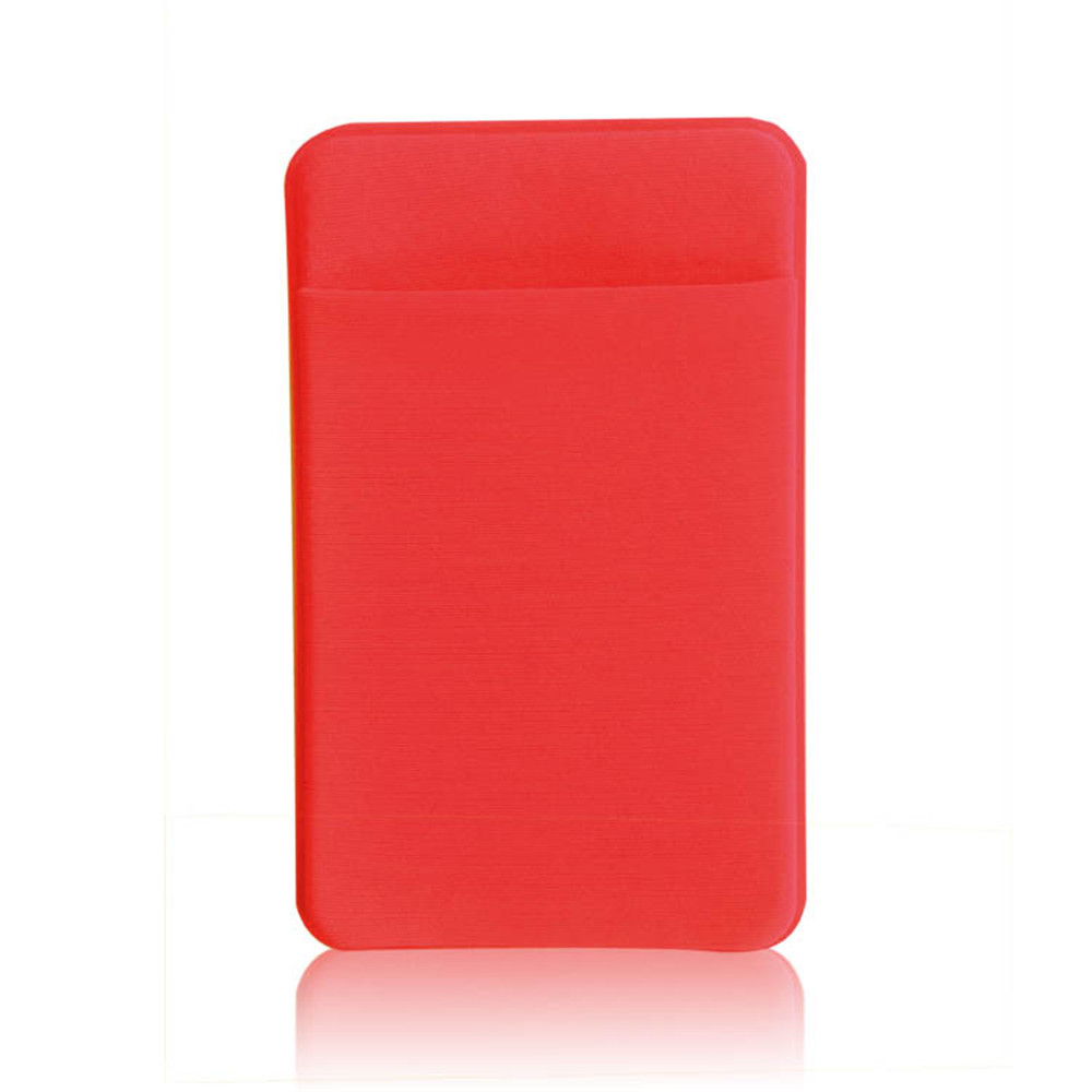 ID Card Holder Wallet Credit Pocket Adhesive Sticker Bank Card Case Credit Card Bag Colorful 1PC Unisex Elastic Mobile Phone: Red