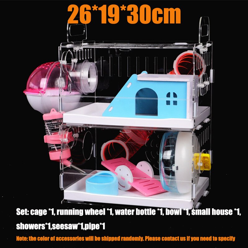 Transparent acrylique Hamster maison petite Cage pour animaux de compagnie surdimensionné Villa cobaye base Cage jouet fournitures paquet nid avec le tuyau