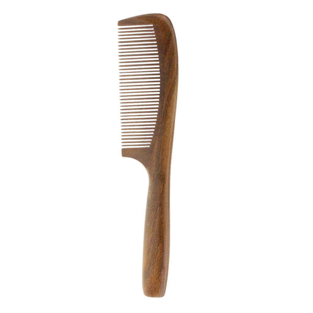 Pente de cabelo de madeira-não estática desembaraçar cuidados com o cabelo estilo-verde sândalo largo dente escova de pente de cabelo