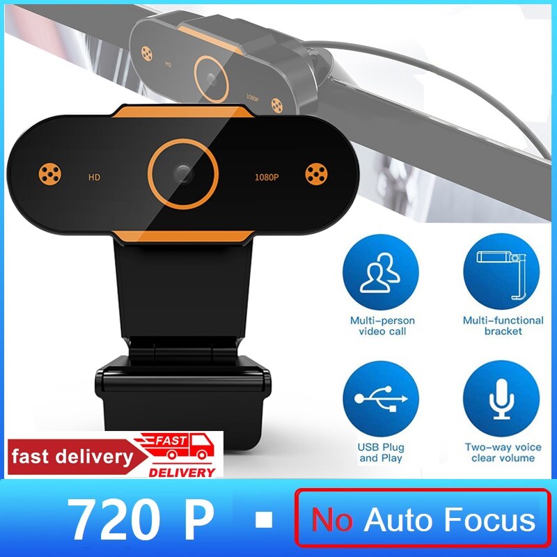 HD 1080P Webcam Mini Computer PC WebCamera with Mic Auto Focus Cameras for Live Broadcast Video Calling Conference Work: 720P No Auto Focus