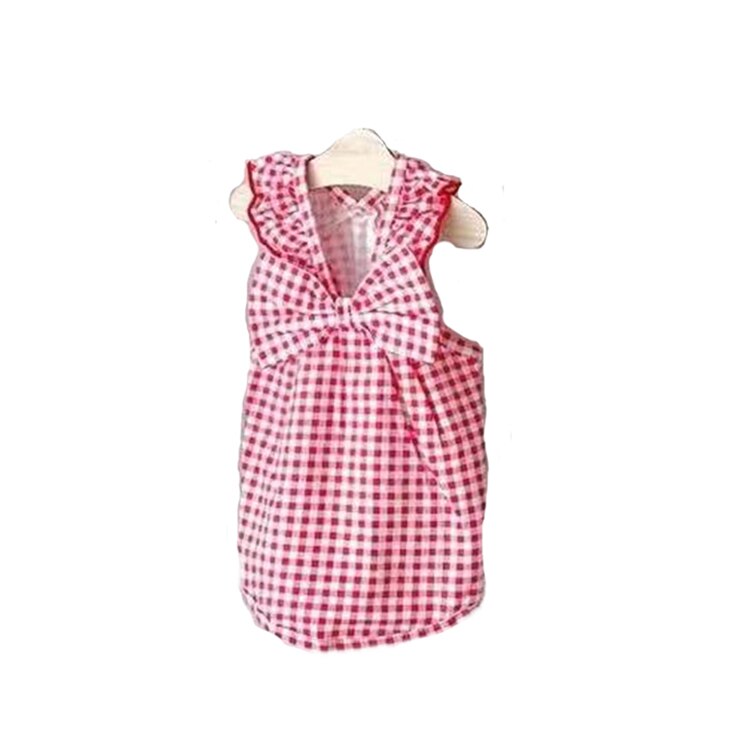 Bowknot sukienka dla psa eleganckie lato ubrania dla zwierząt szczeniak Kot spódnice w kratę chihuahua dziewczyna odzież dla psów pudel Shih tzu maltańnarty odzież: różowy / XL