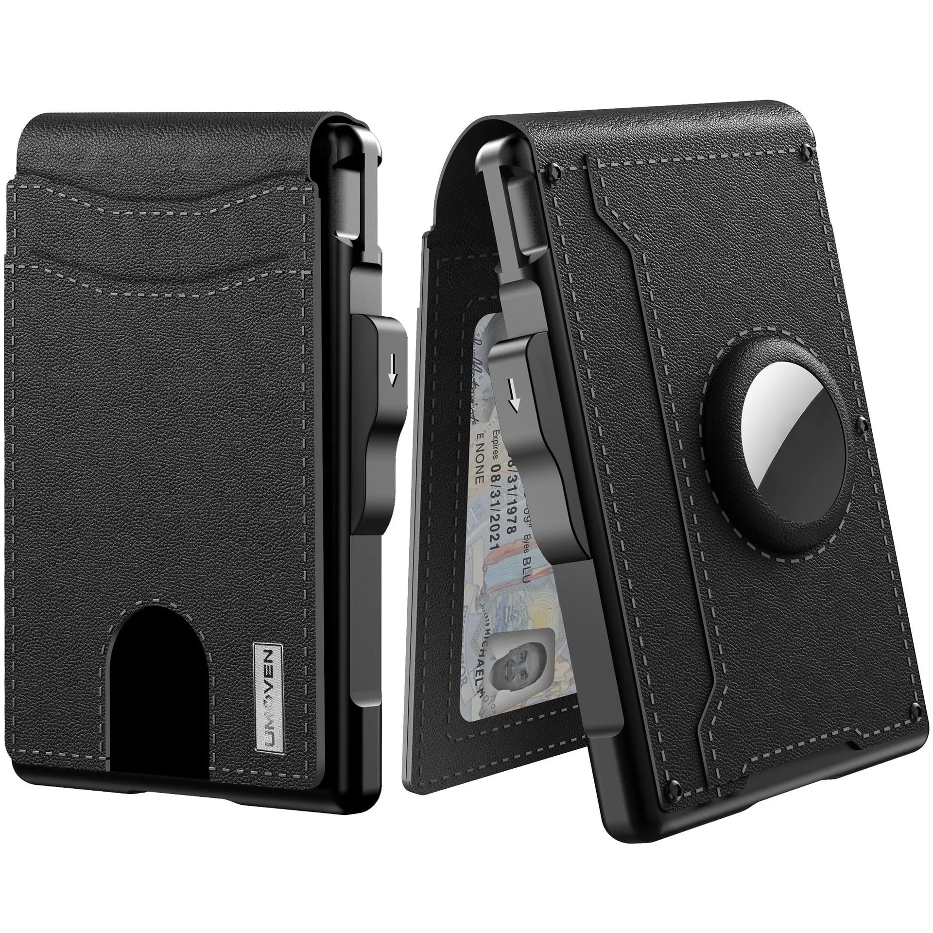 Rfid Anti-Diefstal Swipe Metalen Kaartdoos En Kaarttas Heren Portemonnee Geïntegreerde Magnetische Kaarthouder Heren High-End Anti-Diefstal Portemonnee: Black
