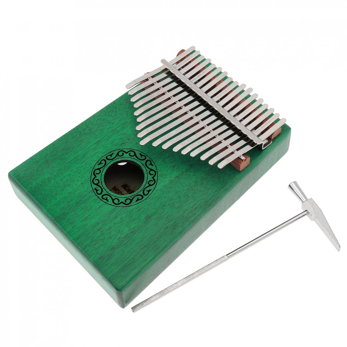 17 klucz zielony Kalimba pojedyncza płyta mahoń palec kciuk fortepian Mbira mini klawiatura instrument muzyczny z kompletnymi akcesoriami