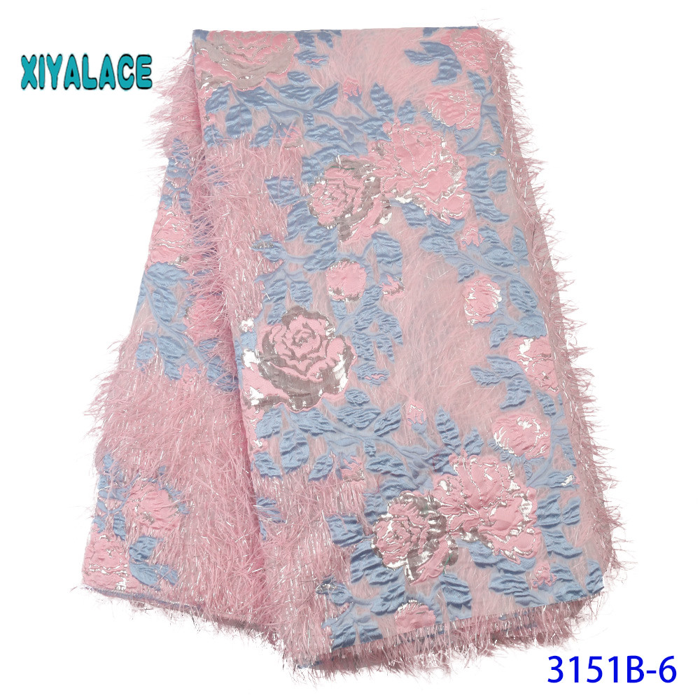 Groene brokaat kantstof franse borduur tule net nigeriaanse brokaat kantstof voor afrikaanse bruiloft feest vrouwen  ya3151b-7