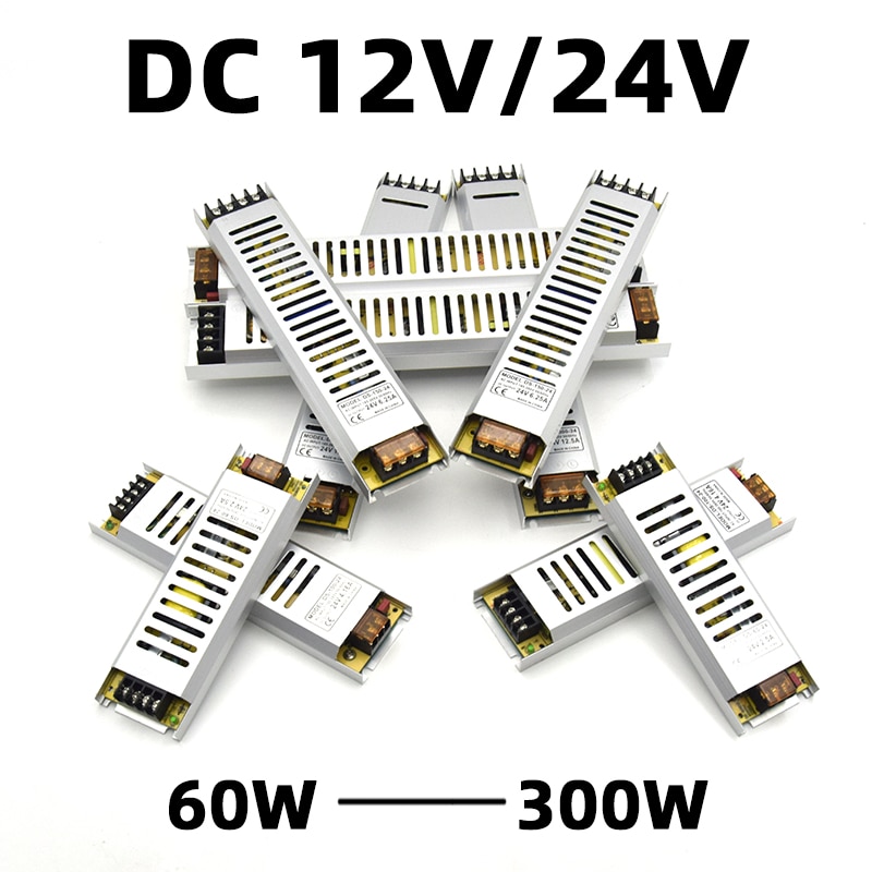 220v to 12v 24v ac dc strømforsyning 60w 100w 150w 200w 300w 12 volt 24v transformator strømkilde bytte strømforsyning