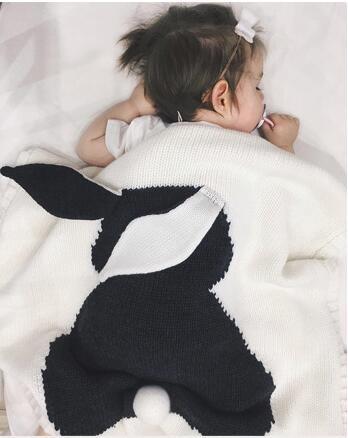 Mantas de bebé, manta de conejito de punto para recién nacido, de conejo, accesorios para ropa de cama para niños, accesorios para fotos de niñas, Toalla de baño de 105*75 cm: Black