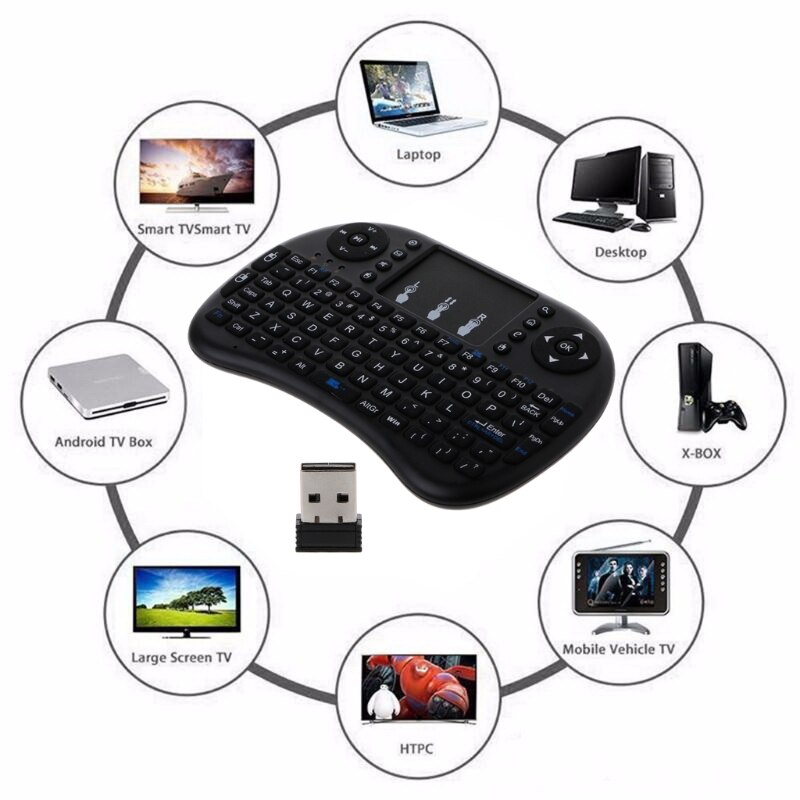 i8 American English Mini Wireless Keyboard 2.4GHz QWERTY Black White Keyboard with Touchpad For Android Set Up TV Box Laptop mi