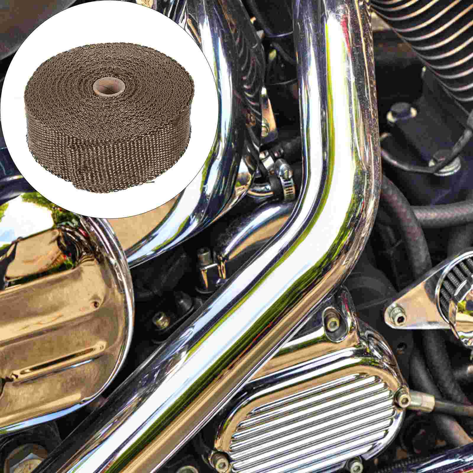 Fiberglass Exhaust Heat Shield Wrap Motorbike Exhaust Pipe Heat Insulating Cloth: Default Title