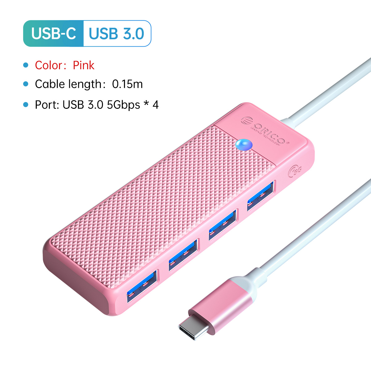 ORICO Concentrador tipo C concentrador USB 3.0 divisor de 4 puertos adaptador de concentrador USB base de expansión adaptador OTG ultrafino para PC accesorios de computadora