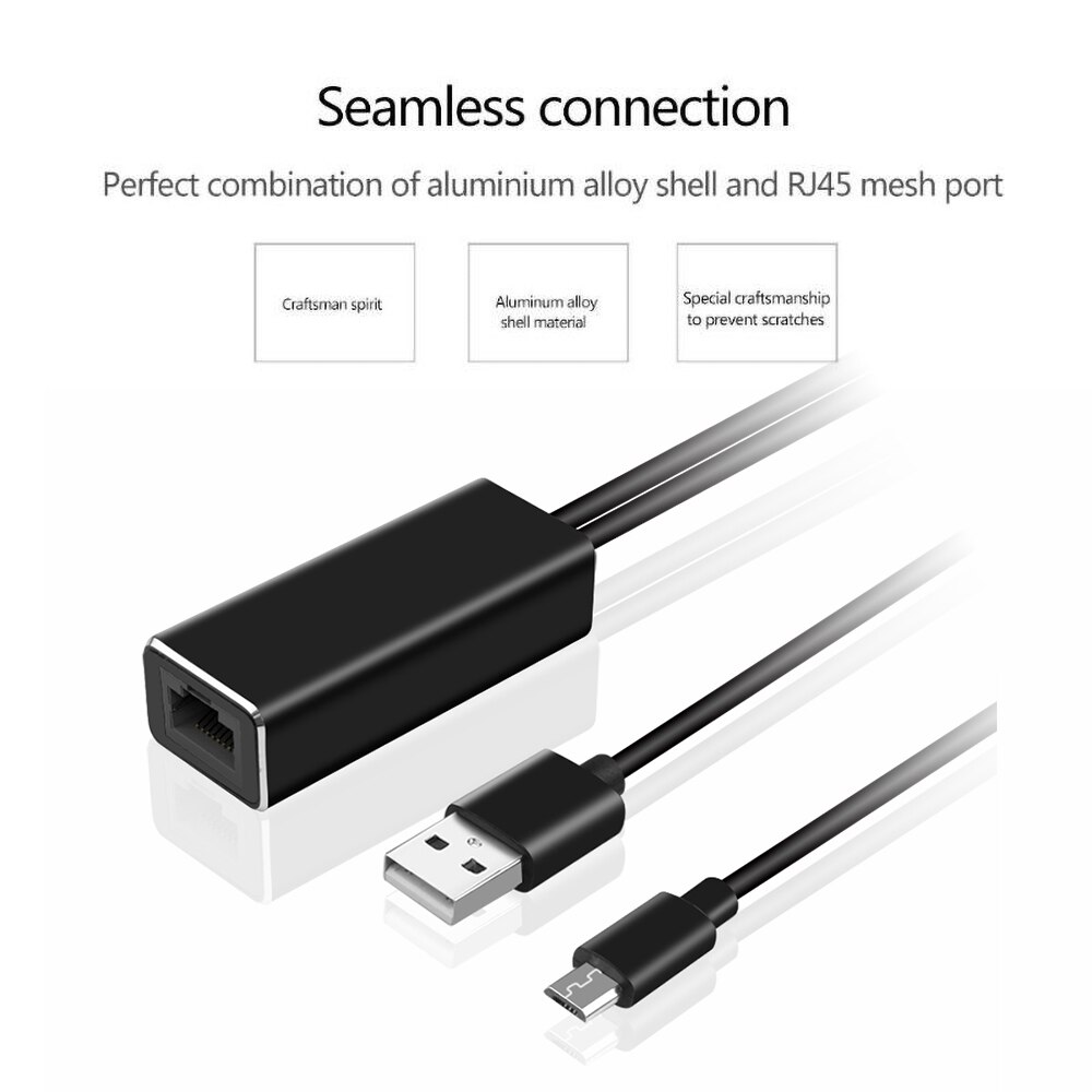 Tv Stick 10/100 Mbps Hd 480 Mbps Ethernet Adapter Micro Usb 2.0 RJ45 Voor Ultra Audio Tv Stick Micro usb Netwerkkaart