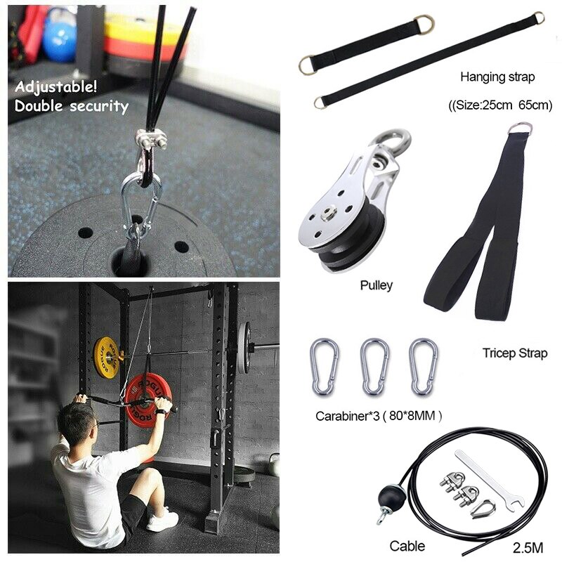 Fitness DIY Set Pulley Cable Arm Biceps Triceps Hand Strength Trainning Home Gym Workout Equipment