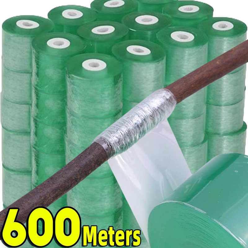 100/600M PE Grafting Tape Film Stretchable Self-adhesive Garden Tree Roll Tape Plants Seedlings Vine Tomato Grafting Accessories