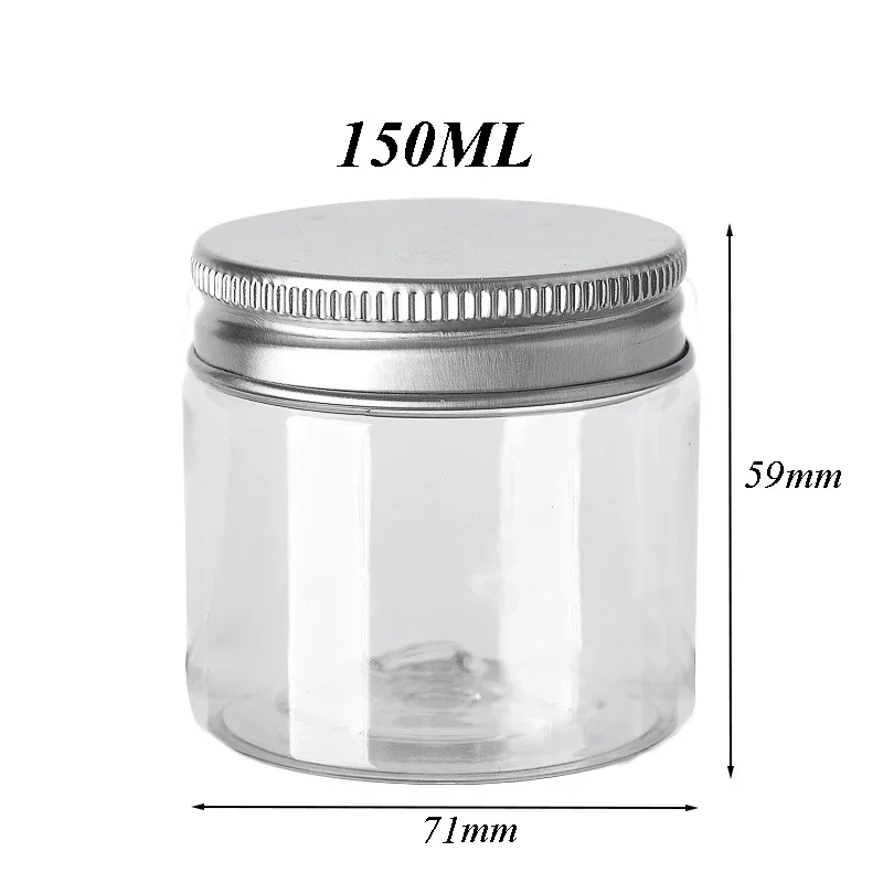 10Pcs Storage Jars Clear Aluminum Cap Empty Cosmetic Food Containers Travel Bottle Round Clear Plastic Jar Face Cream Sample Pot: PURPLE