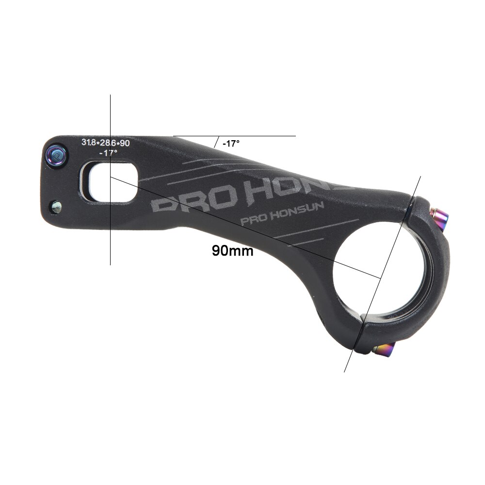 PRO HONSUN Bicycle Stem 17 Degrees 90mm MTB Bike Stems Parts High-Strength 31.8mm/28.6mm Stem for XC AM Mountain Bike
