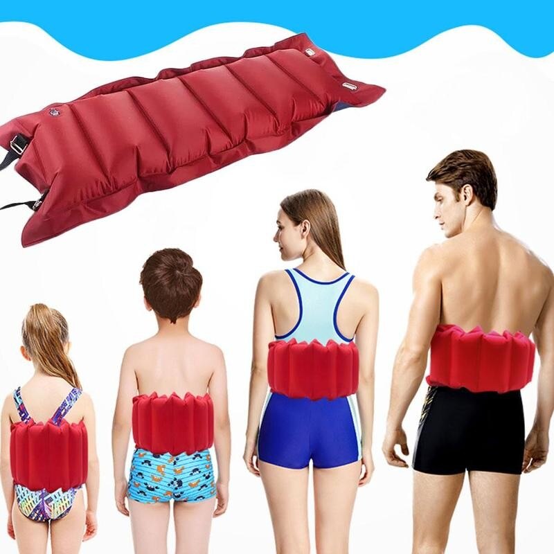 Cinturón de natación inflable para niños y adultos, cinturón flotante de cintura con broches de poliéster, herramientas para nadar