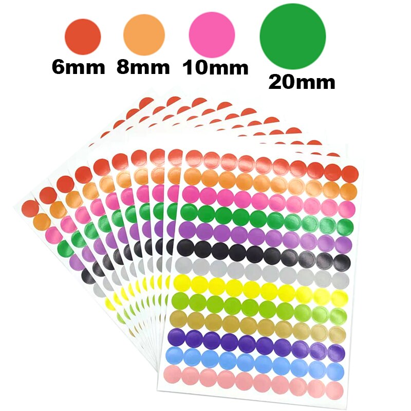 6/8/10/20Mm Gekleurde Dot Stickers Ronde Cirkels Afdichting Sticker Papier Labels Pakket Label partij Decoratie