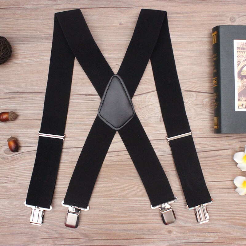130 cm Plus size Bretels Voor zware Mannen Broek Met 4 Sterke Clips 5 cm Brede Bretels Met X -Back Broek Man Bretels Strap