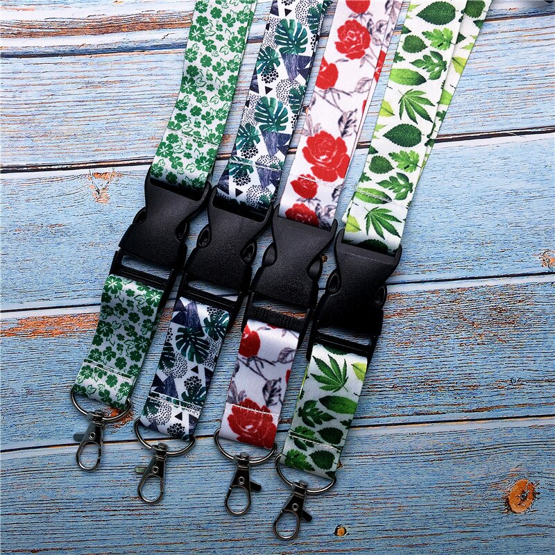 Small Fresh Leaves Neck Strap Lanyards for Key Neck Strap For Card Badge Gym Key Chain Lanyard Key Holder DIY Hang Rope Keychain