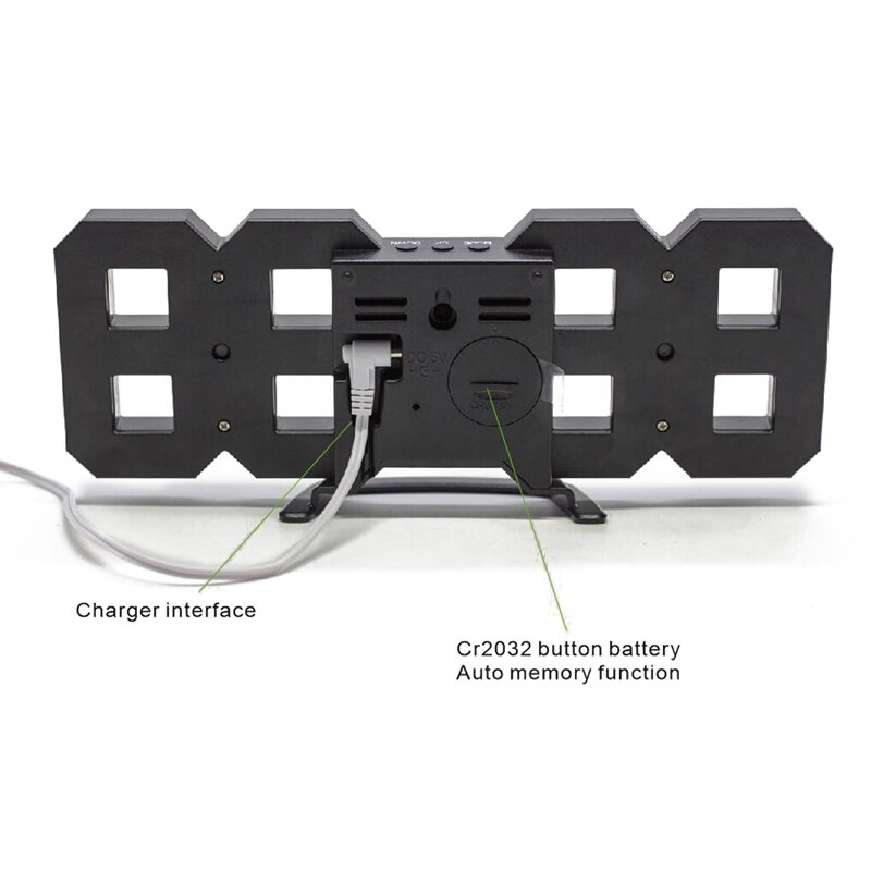 Moderne Wandklok 3D Led Digitale Wandklok Wandklok Klok Zwart En Rood