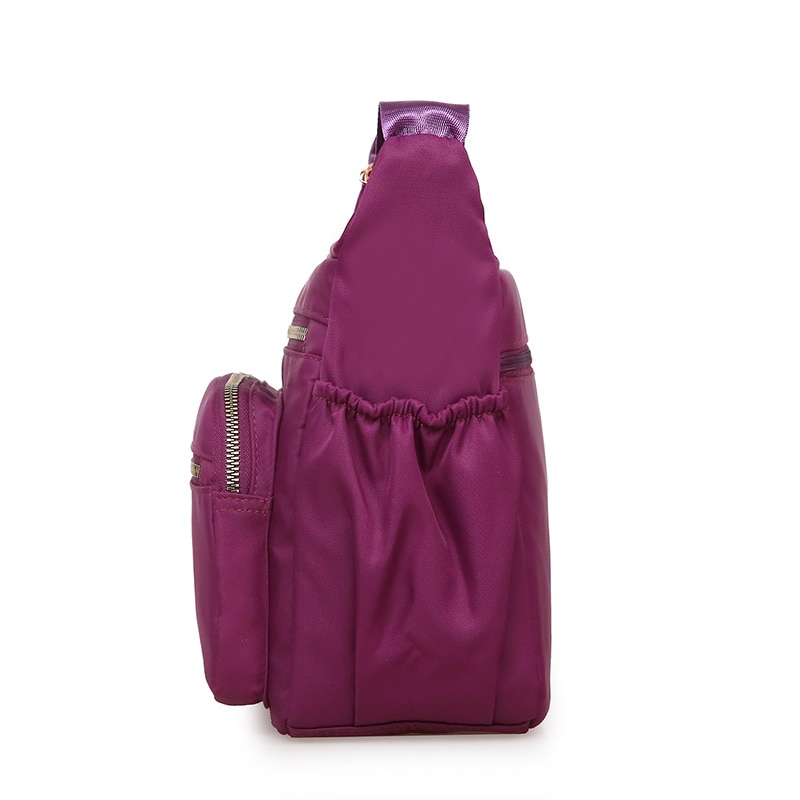 Multi-Functional Pockets Women's Shoulder Bag Durable Waterproof Light Nylon Fabric Messenger Bag Female