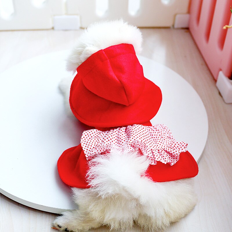 Petcircle hund hvalpetøj rød ridning hætte uld kjole passer lille hund kæledyr kat hele sæsonen kæledyr sød kostume hund klud hund nederdel
