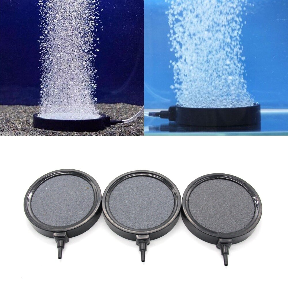 10.7cm/4.2in Aquarium Fish Tank Pond Air Stone Disk Diffuser Bubble Plate Black Trim Black