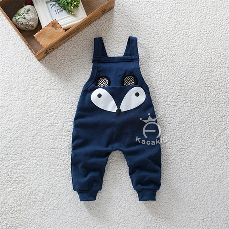 Bambini belli pantaloni del bambino delle ragazze dei ragazzi cute cartoon bretella pantaloni abbigliamento bambini Primavera autunno colori della caramella dei pantaloni del bambino: Navy / 2T