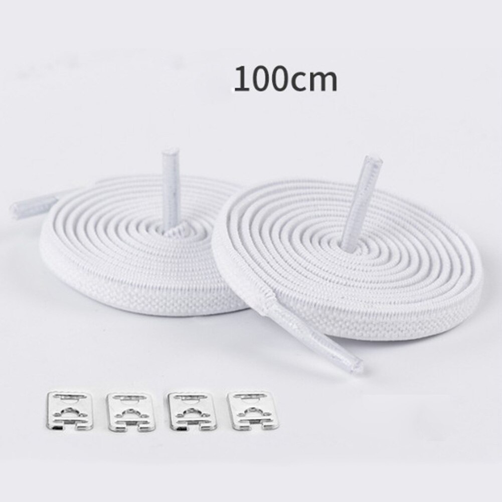 1 par 100cm uden binde elastiske snørebånd strækbare gummisnørebånd voksne børn hurtige og nemme sneakers elastiske snørebånd cordones: Hvid