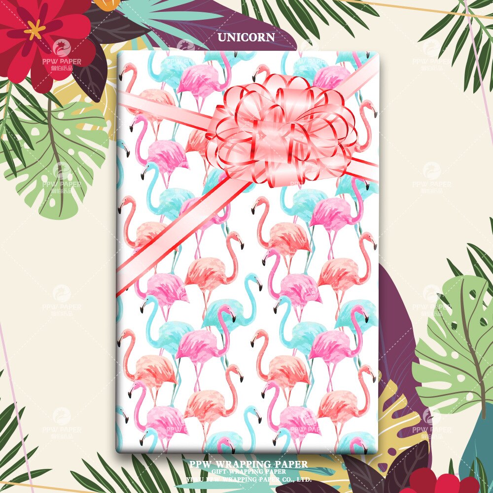 50 x 70cm enhjørningskasse indpakningspapir dinosaur flamingo dyr fødselsdagsfest indpakning dekorationer