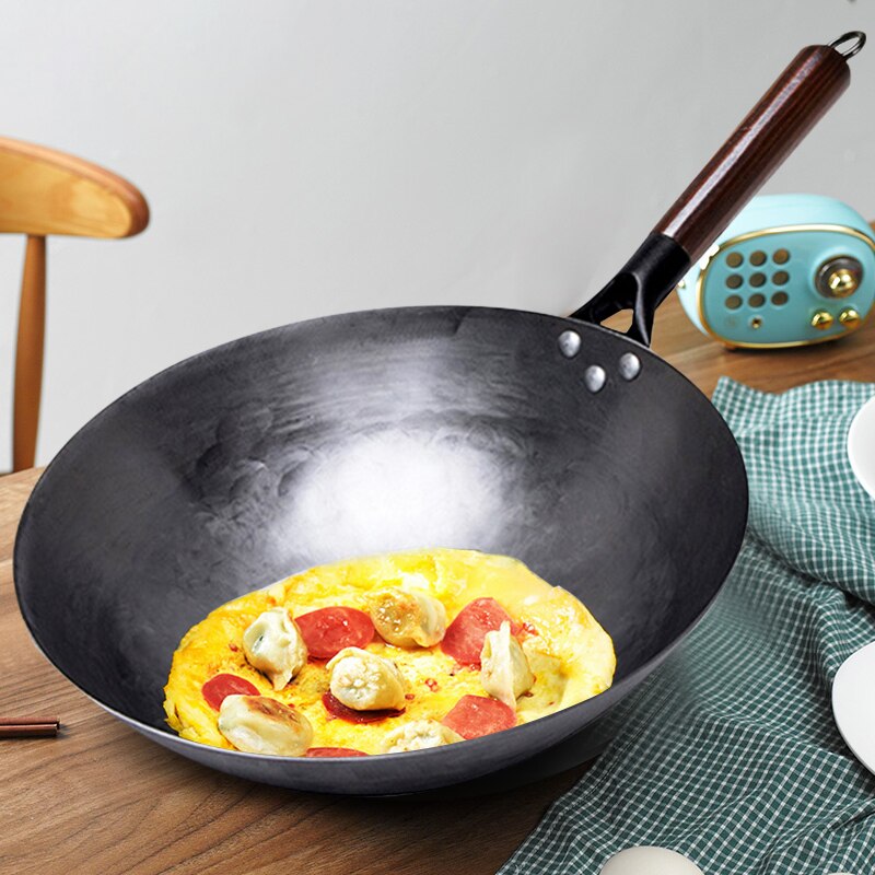Fypo – Wok en fer traditionnel fait à la main, poêle en fer antiadhésive, ustensiles de cuisine pour cuisinière à gaz