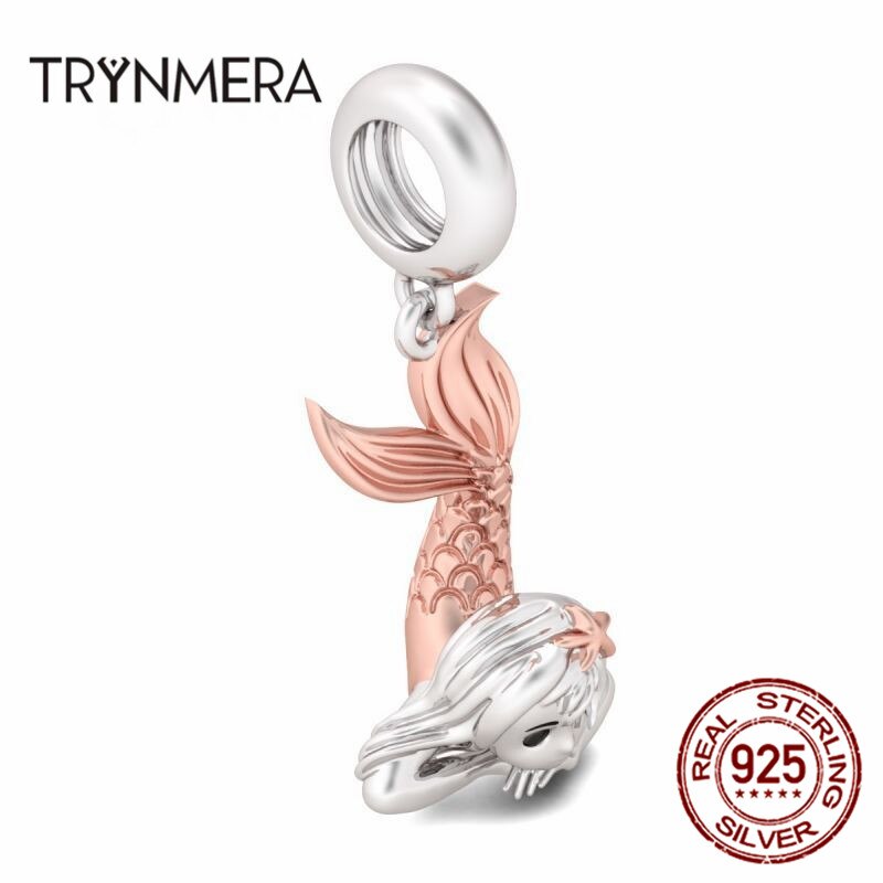 Trynmera Sterling Zilver 925 Sieraden Mermaid Meisje Sterling Zilveren Hanger Charm Sterling Zilveren Armbanden Diy Sieraden TA059