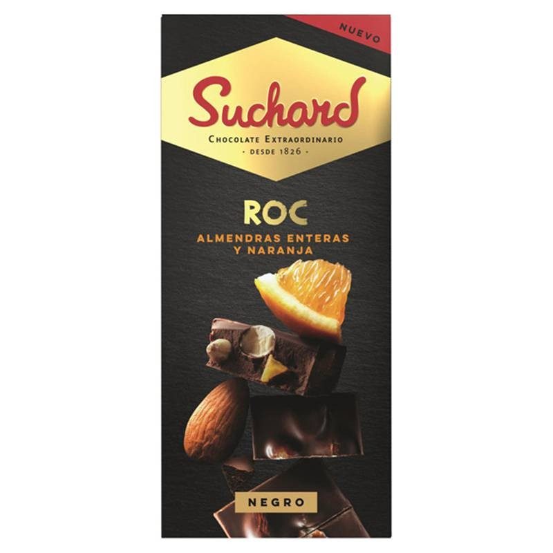 Chocolat noir aux amandes et Suchard Orange ROC, 180g