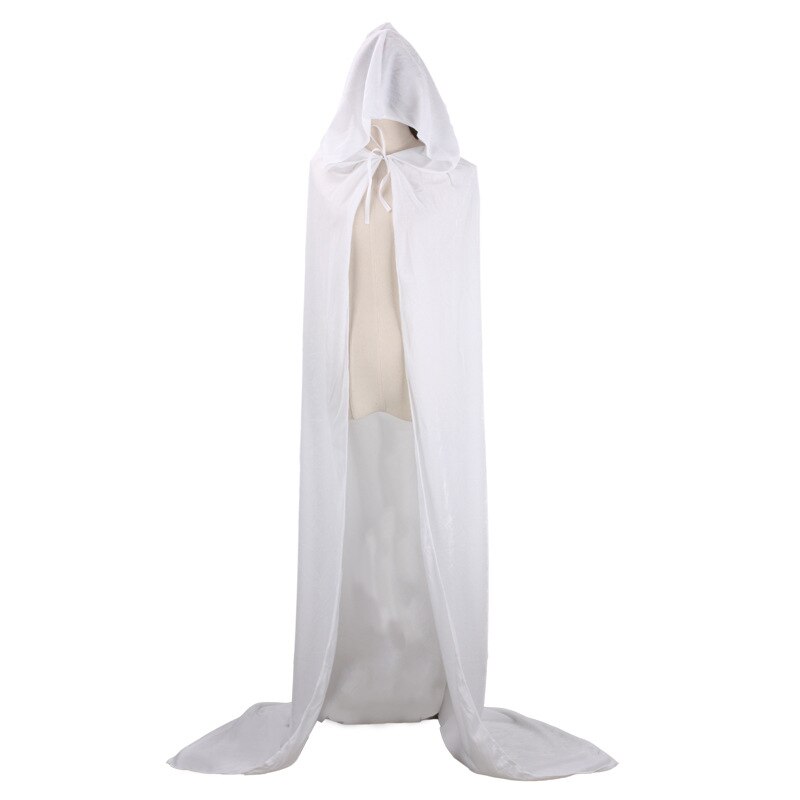 I bambini di età di Carnevale Costume di Halloween Uomo Donna Wizard Cosplay Lungo Mantello di Velluto Gotico Mantello Con Cappuccio Robe Medievale Strega Vampiro: 10 tonnellate / BIANCO