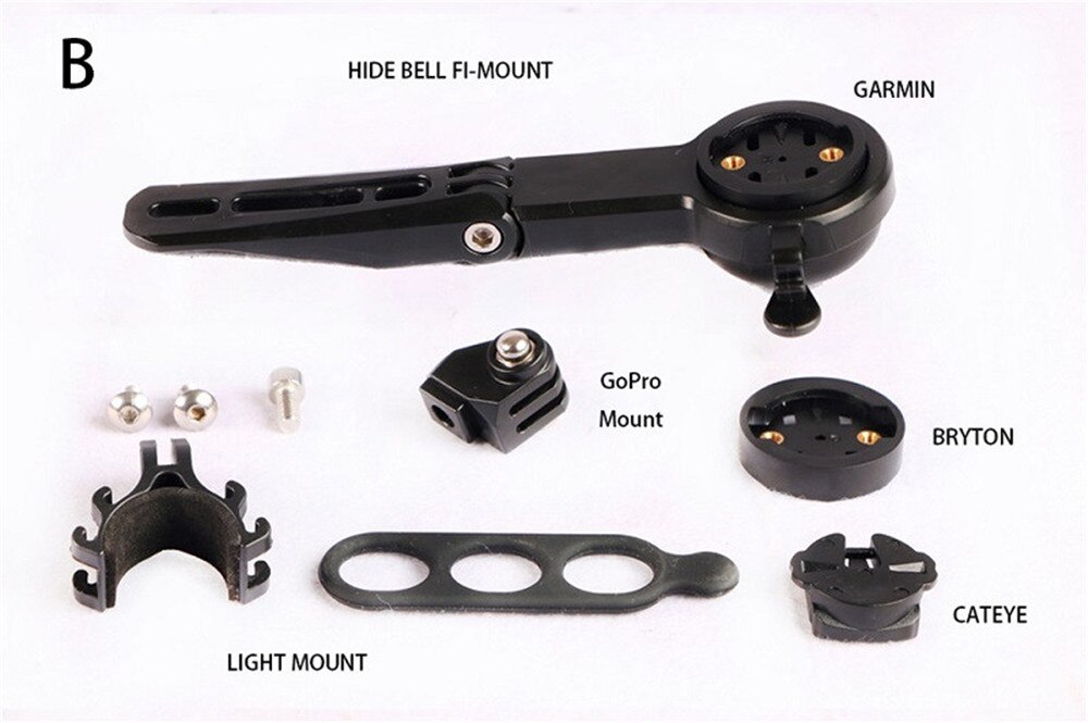 Cycling Bike Computer Mount Met Bell Fiets Stuur Mount Houder Gps Snelheidsmeter Gopro Camera Houder Voor Garmin Cateye Bryton: B Modle