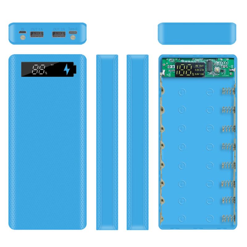 Case DIY Power Bank 8x18650 - Scatola Esterna Portatile - Senza Batteria: Verde