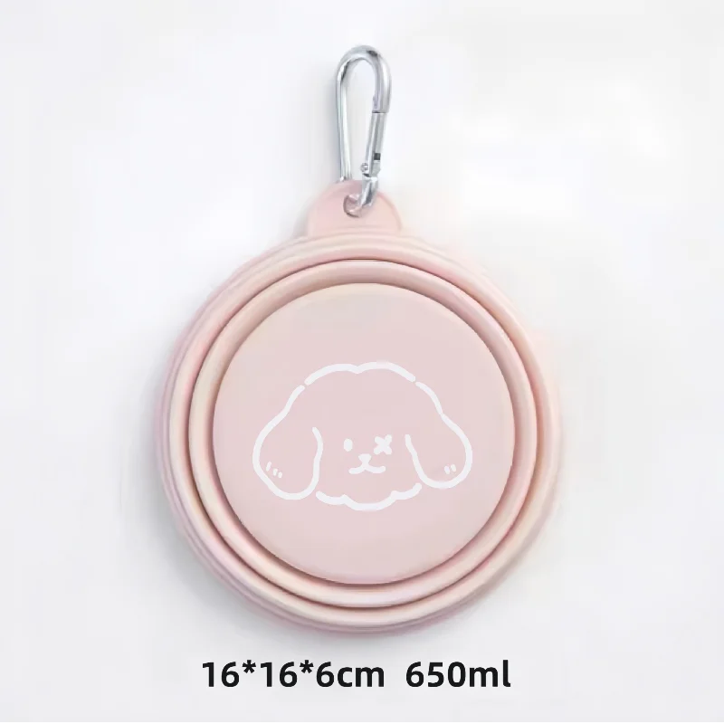 Dog Pet Folding Silicone Bowls 350ml/650ml Outdoor Travel Foldable Portable Cat Food Water Container Feeding Tray Bowls: Orange
